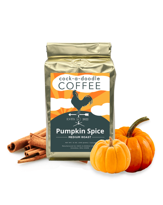 Pumpkin Spice Coffee.  Whole Bean and Ground Coffee.  Arabica Beans from Colombia, Colombian Supremo Coffee Beans.  Medium Roast.  Artisan Roast in Small Batches Daily.